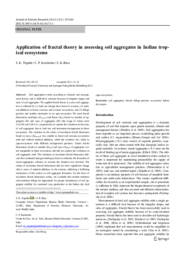 (PDF) Application of fractal theory in assessing soil aggregates in ...