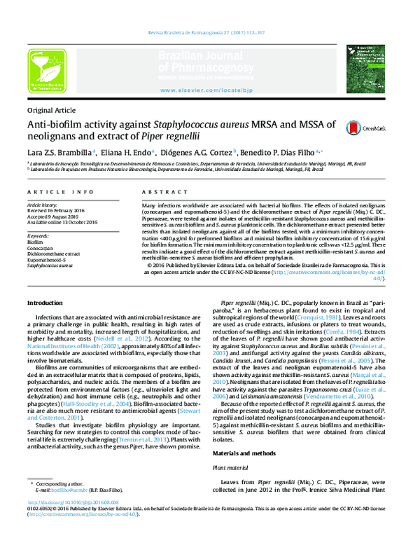 (PDF) Anti-biofilm activity against Staphylococcus aureus MRSA and MSSA ...
