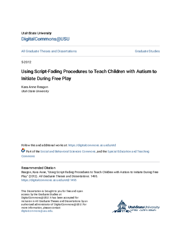 (PDF) Using Script-Fading Procedures to Teach Children with Autism to ...