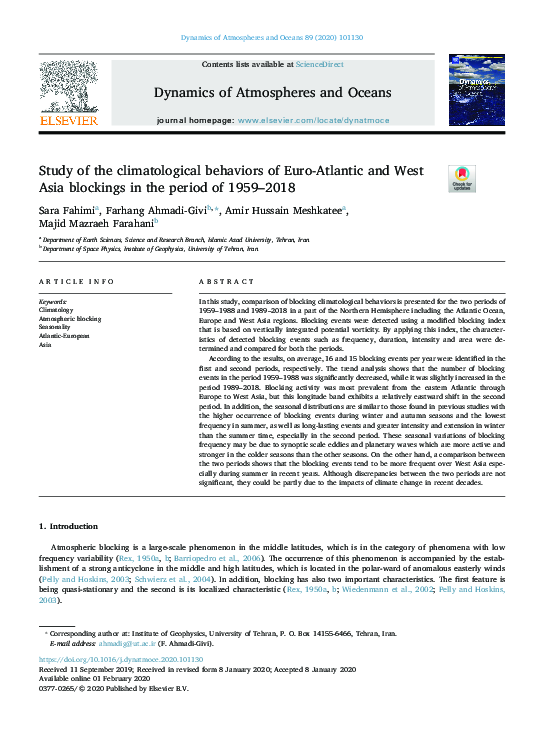 (PDF) Study of the climatological behaviors of Euro-Atlantic and West ...