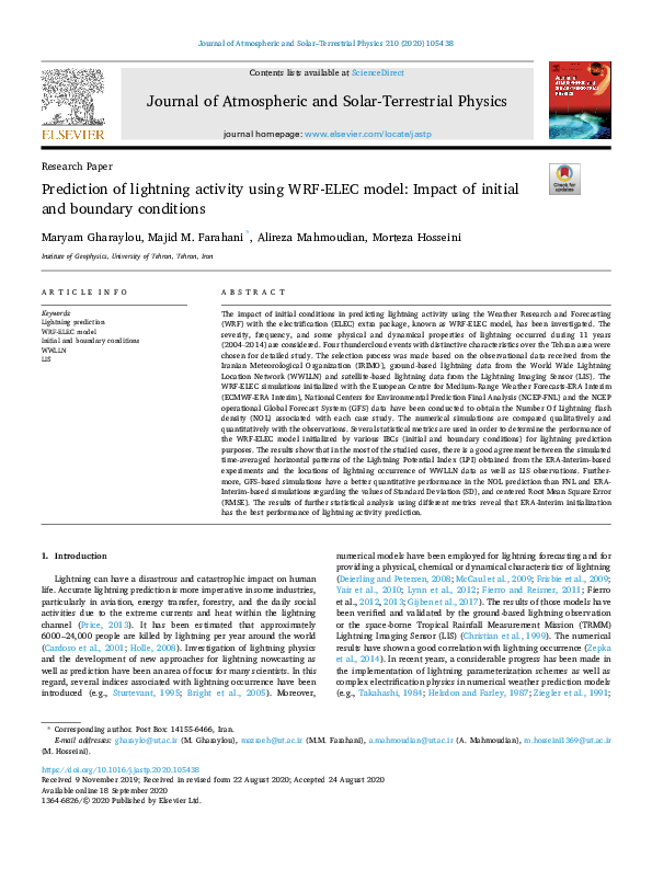 (PDF) Prediction of lightning activity using WRF-ELEC model: Impact of ...