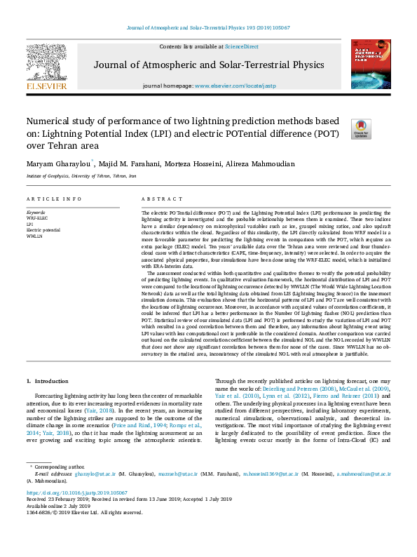 (PDF) Numerical study of performance of two lightning prediction ...