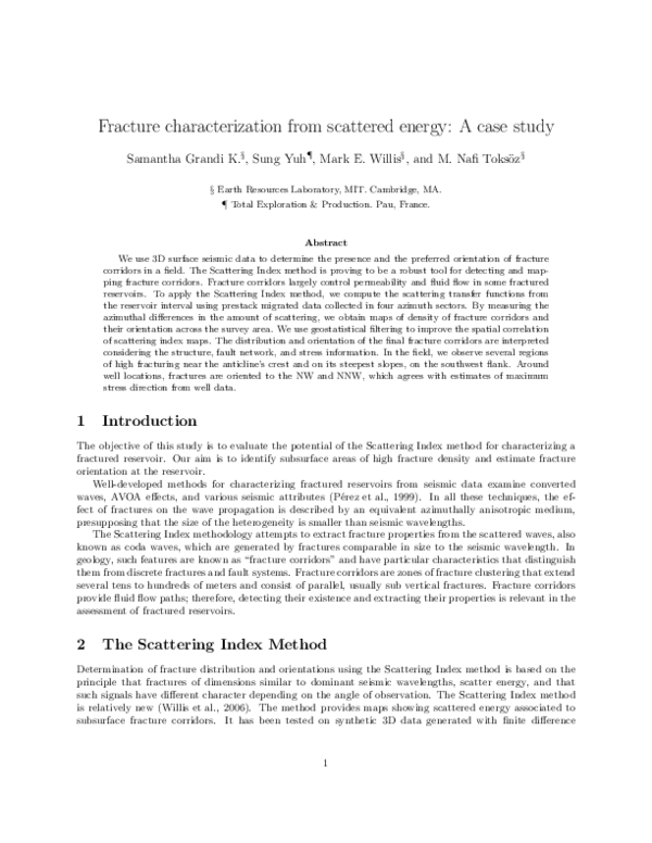(PDF) Fracture Characterization from Scattered Energy: A Case Study