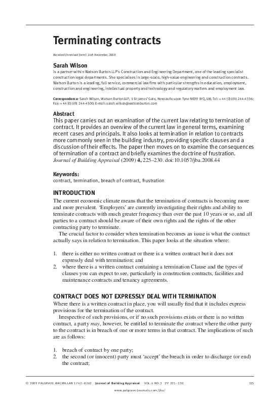 (PDF) Terminating contracts