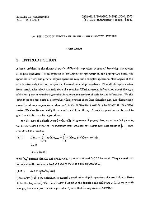 (PDF) On the complex spectra of second order elliptic systems