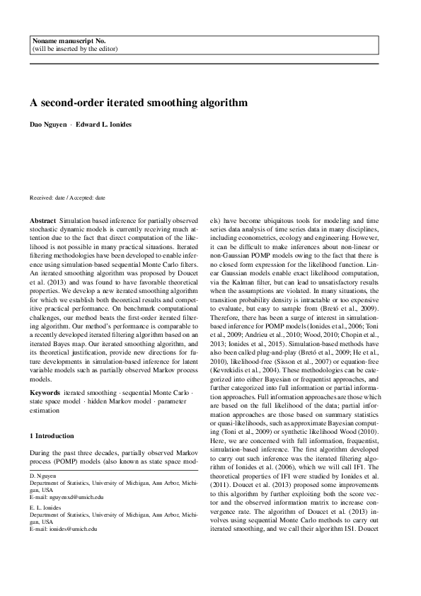 (PDF) A second-order iterated smoothing algorithm