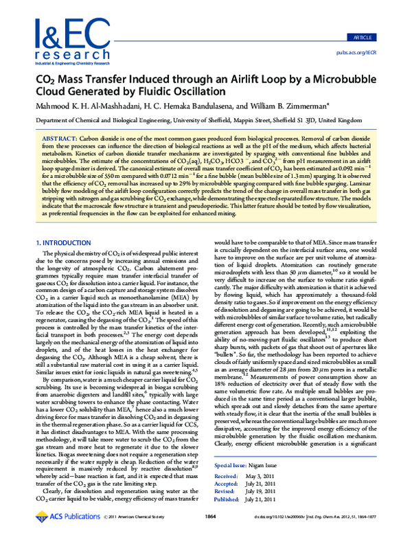 (PDF) CO2 Mass Transfer Induced through an Airlift Loop by a ...