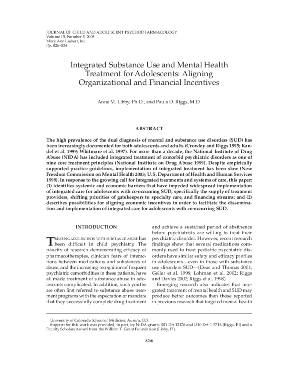 (PDF) Integrated Substance Use and Mental Health Treatment for ...