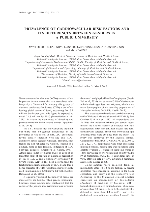 (PDF) Prevalence of cardiovascular risk factors and its differences ...