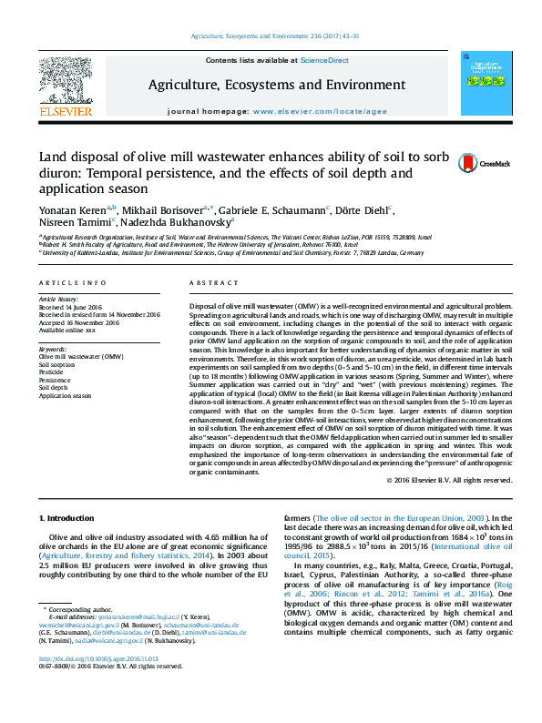 (PDF) Land disposal of olive mill wastewater enhances ability of soil ...