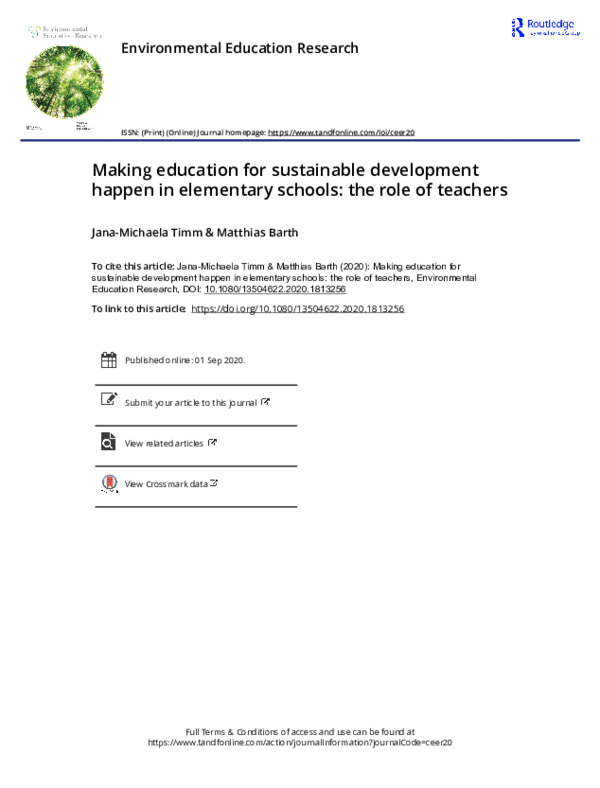 (PDF) Making education for sustainable development happen in elementary ...