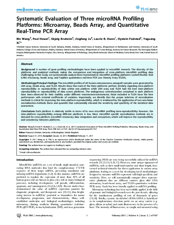 (PDF) Systematic Evaluation of Three microRNA Profiling Platforms ...