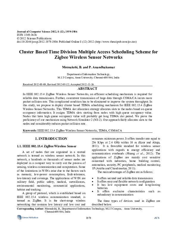 (PDF) A cluster based time division multiple access scheme for ...