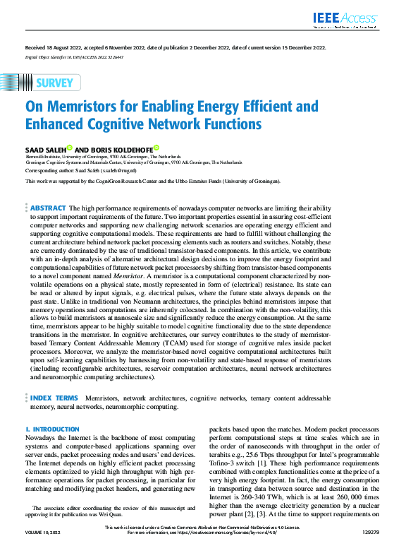 (PDF) On Memristors for Enabling Energy Efficient and Enhanced ...