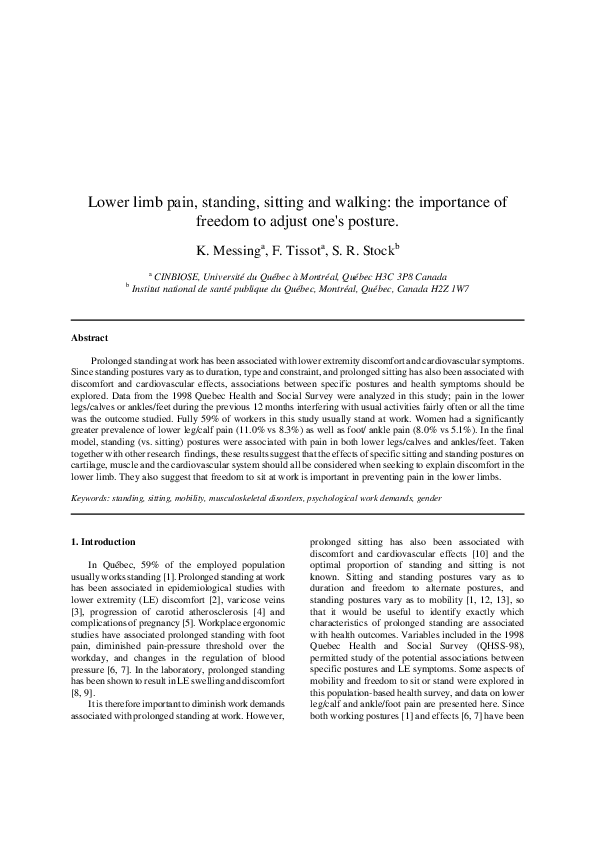 (PDF) Lower limb pain, standing, sitting and walking: the importance of ...