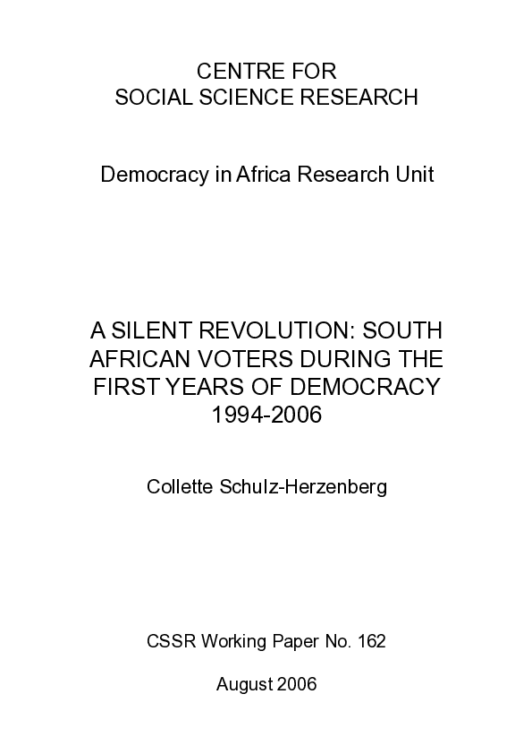 (PDF) Democracy in Africa Research Unit A SILENT REVOLUTION : SOUTH ...