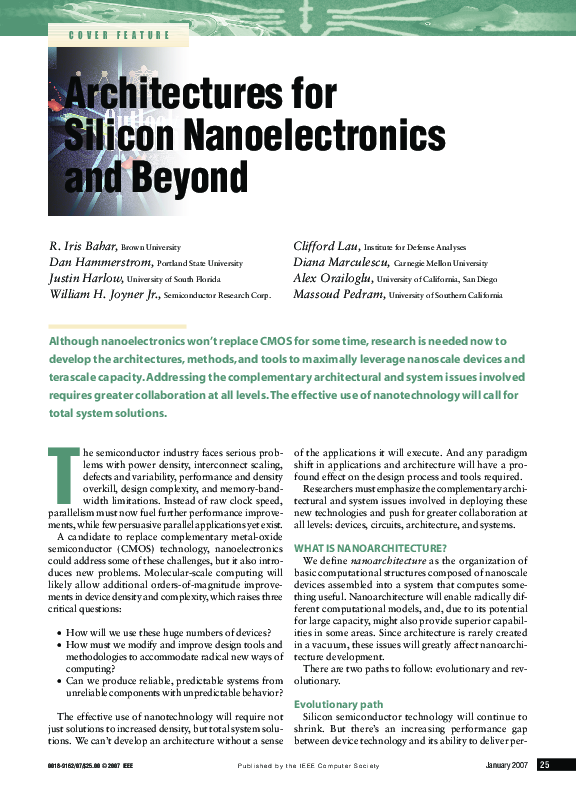 (PDF) Architectures for silicon nanoelectronics and beyond