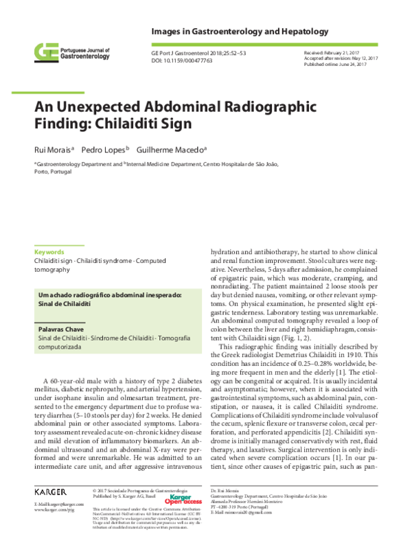 (PDF) An Unexpected Abdominal Radiographic Finding: Chilaiditi Sign