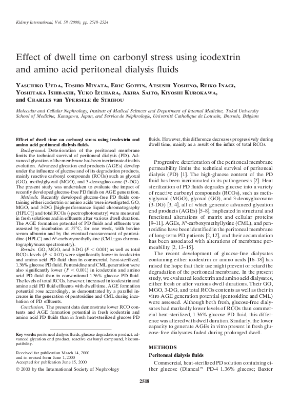 (PDF) Effect of dwell time on carbonyl stress using icodextrin and ...