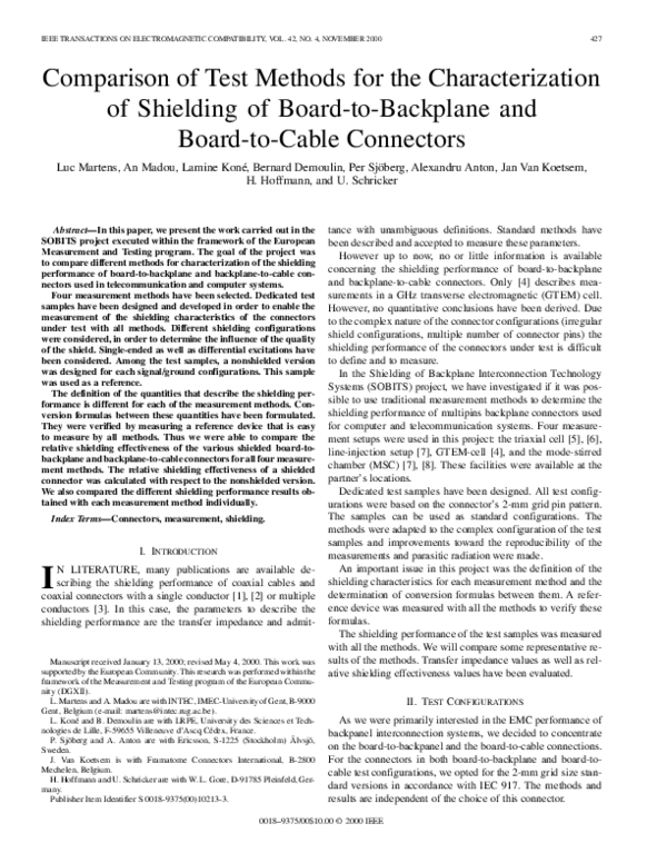(PDF) Comparison of test methods for the characterization of shielding ...