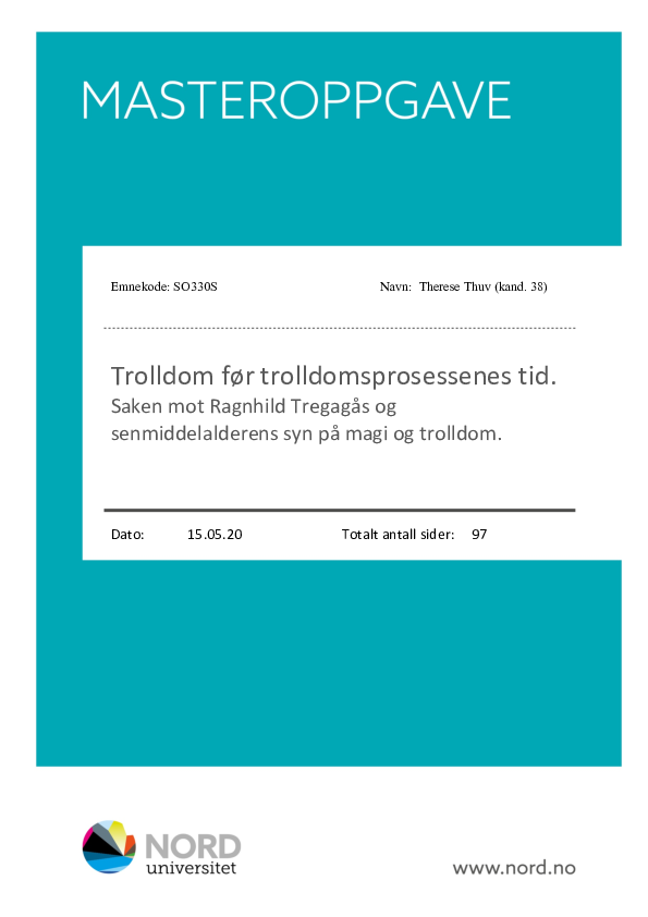 (PDF) Trolldom før trolldomsprosessenes tid. Saken mot Ragnhild ...