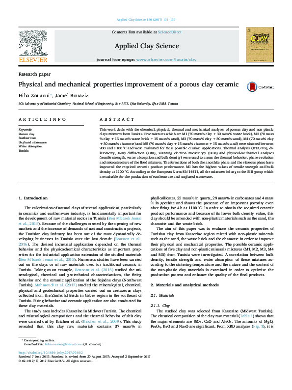 (PDF) Physical and mechanical properties improvement of a porous clay ...