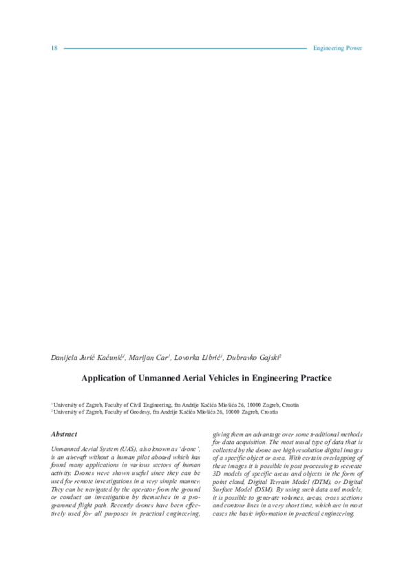 (PDF) Application of Unmanned Aerial Vehicles in Engineering Practice