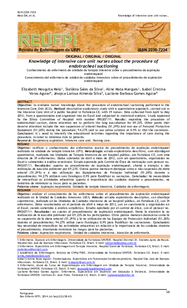 (PDF) Knowledge of intensive care unit nurses about the procedure of ...