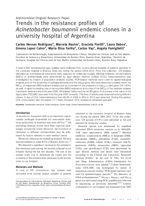 (PDF) Trends in the resistance profiles of Acinetobacter baumannii ...
