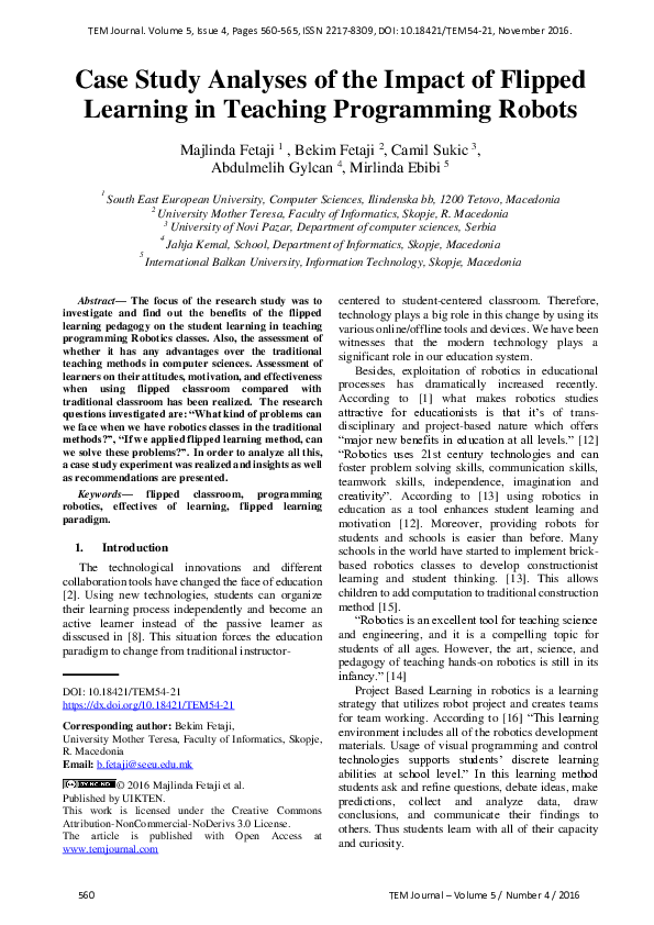 (PDF) Case Study Analyses of the Impact of Flipped Learning in Teaching ...