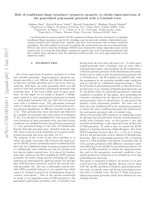 (PDF) Role of conditional shape invariance symmetry property to obtain ...