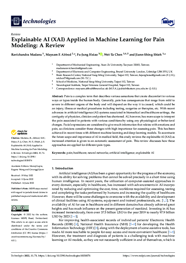 (PDF) Explainable AI (XAI) Applied in Machine Learning for Pain ...