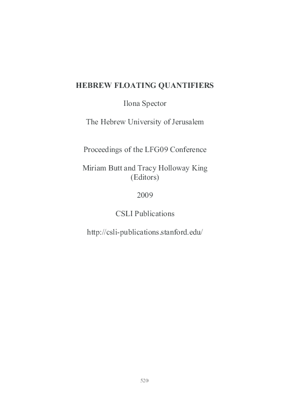 (PDF) Hebrew Floating Quantifiers