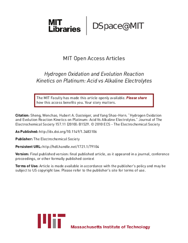 (PDF) Hydrogen Oxidation and Evolution Reaction Kinetics on Platinum ...