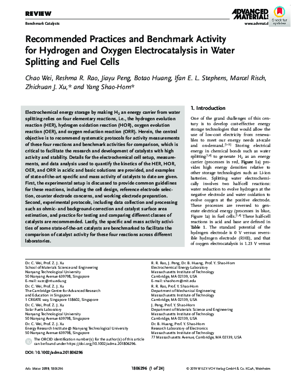 (PDF) Recommended Practices and Benchmark Activity for Hydrogen and ...