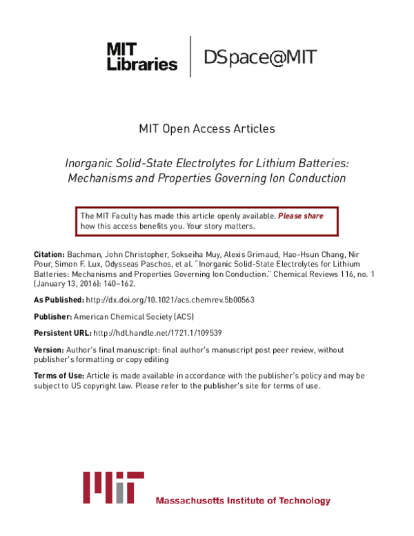 (PDF) Inorganic Solid-State Electrolytes for Lithium Batteries ...