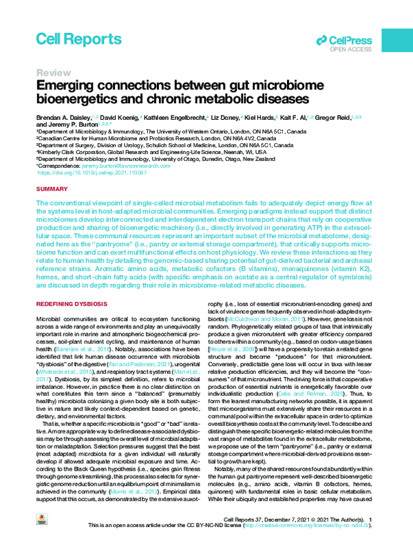 (PDF) Emerging connections between gut microbiome bioenergetics and ...