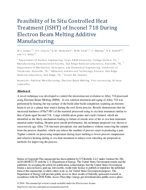 (PDF) Feasibility of in situ controlled heat treatment (ISHT) of ...