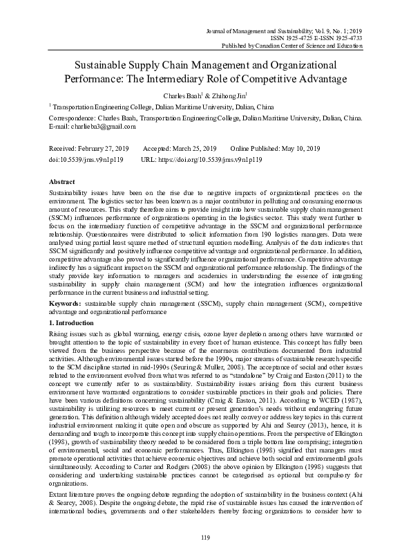 (PDF) Sustainable Supply Chain Management and Organizational ...