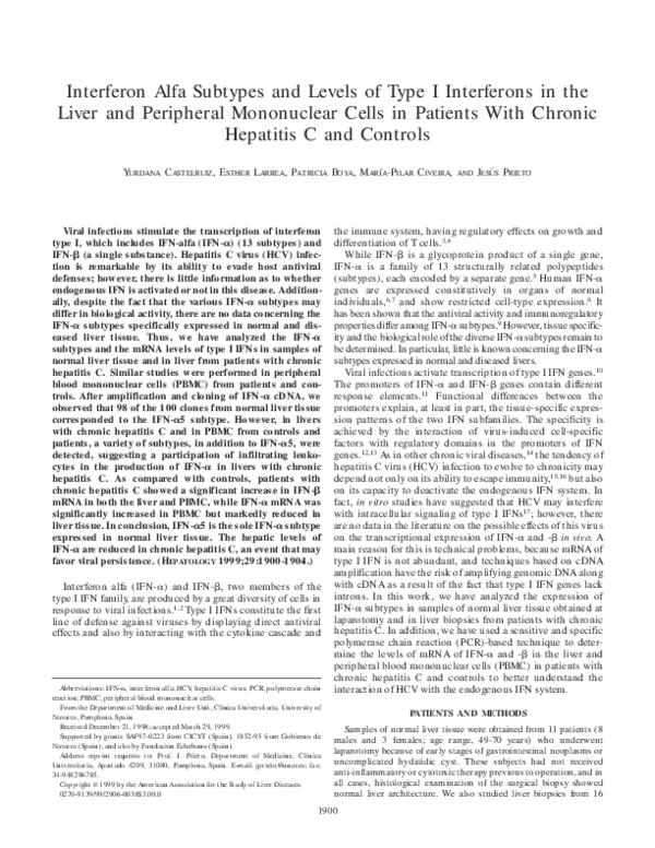 (PDF) Interferon alfa subtypes and levels of type I interferons in the ...