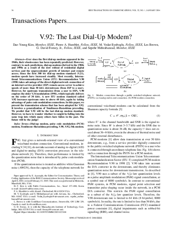 (PDF) V.92: The Last Dial-Up Modem?
