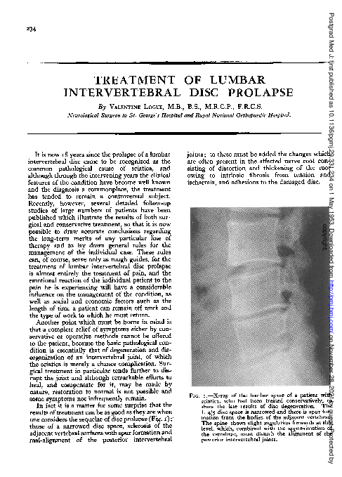 (PDF) Treatment of Lumbar Intervertebral Disc Prolapse