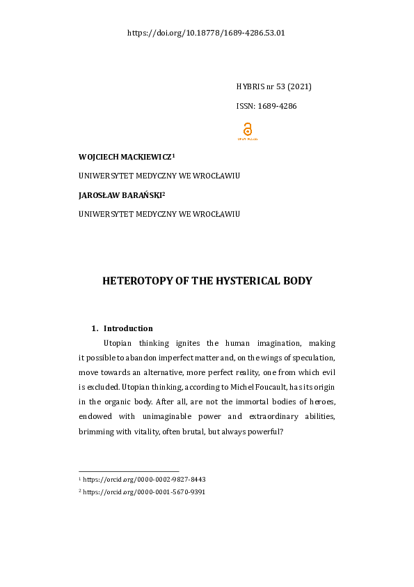 (PDF) Heterotopy of the hysterical body