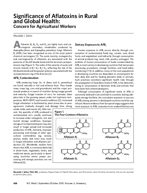 (PDF) Significance of Aflatoxins in Rural and Global Health: Concern ...
