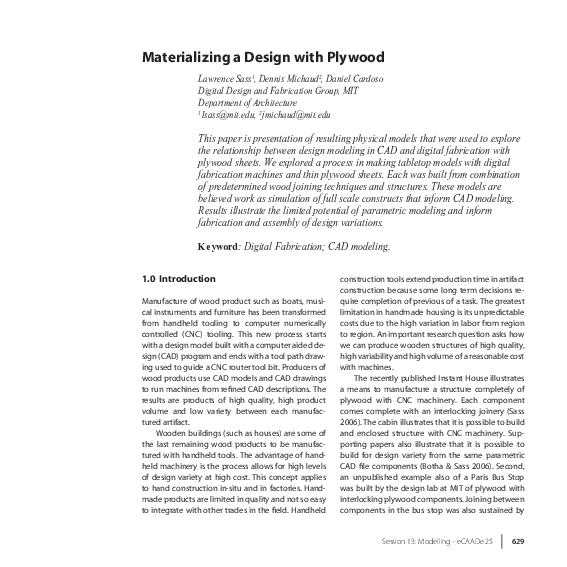 (PDF) Materializing a Design with Plywood