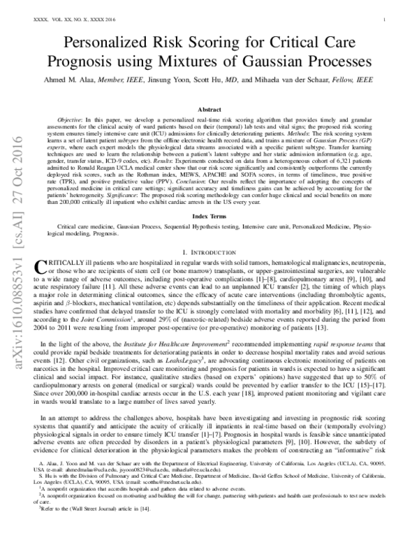 (PDF) Personalized Risk Scoring for Critical Care Prognosis using ...