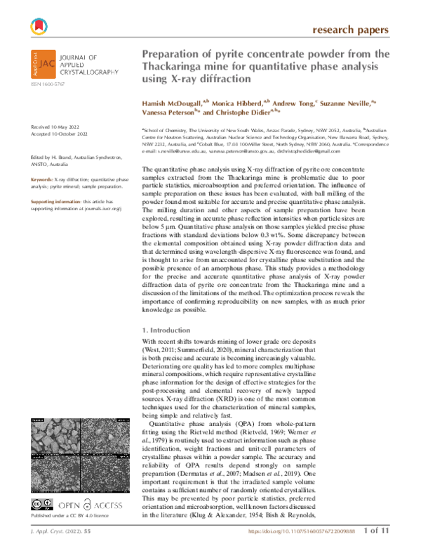 (PDF) Preparation of pyrite concentrate powder from the Thackaringa ...