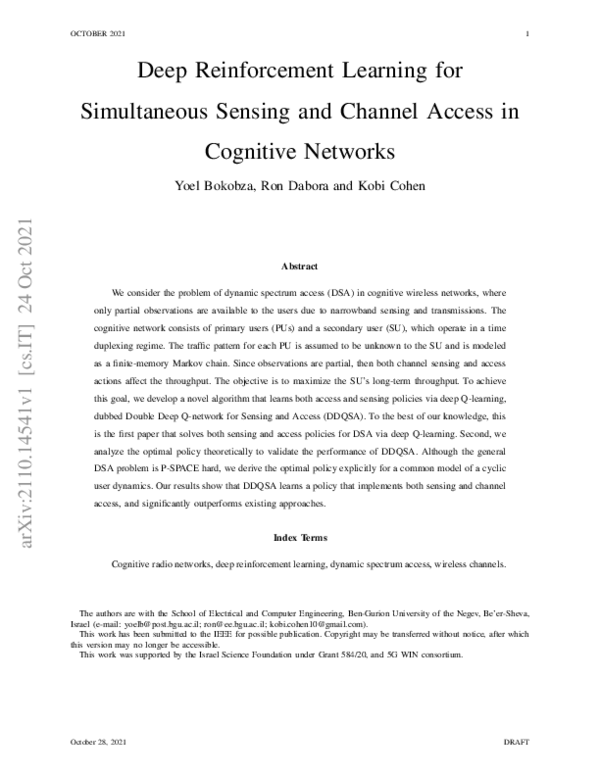 (PDF) Deep Reinforcement Learning for Simultaneous Sensing and Channel ...