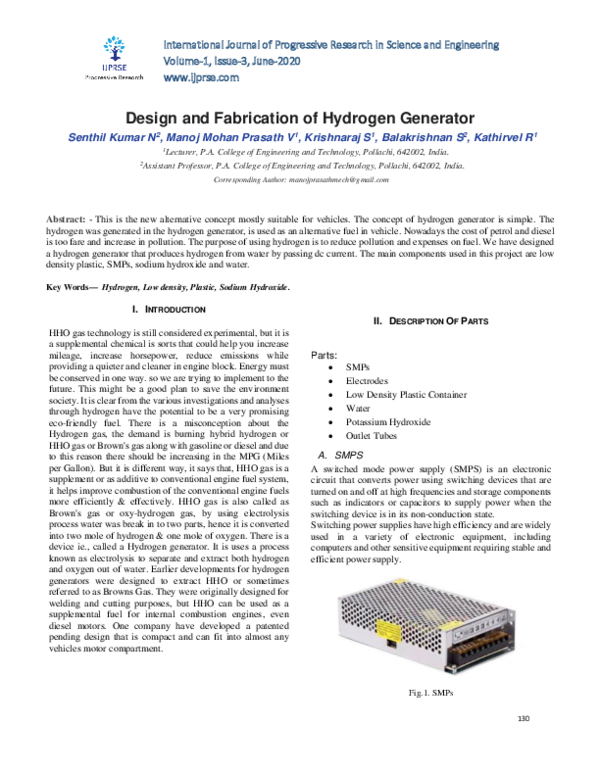 (PDF) Design and Fabrication of Hydrogen Generator