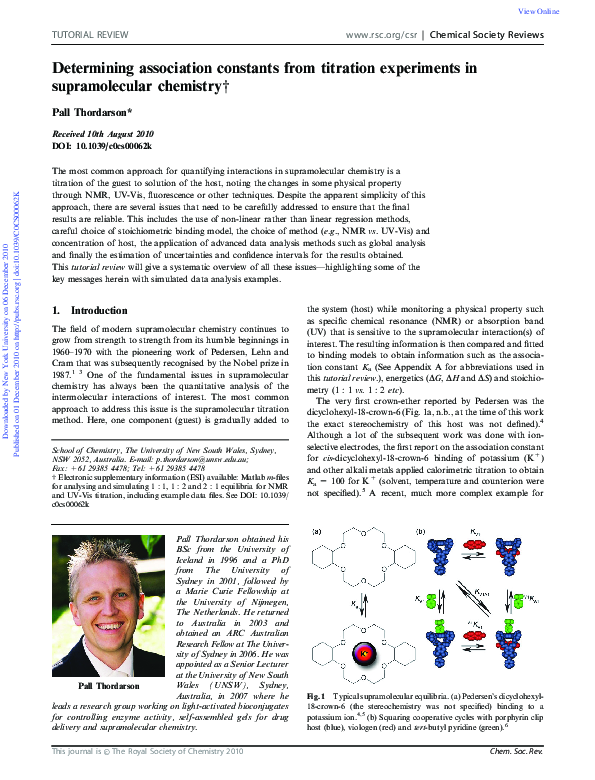 (PDF) Determining association constants from titration experiments in supramolecular chemistry